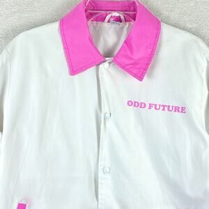 Odd Future Coaches Jacket Mens S White Pink Nylon Tyler the Creator Golf Hip-Hop